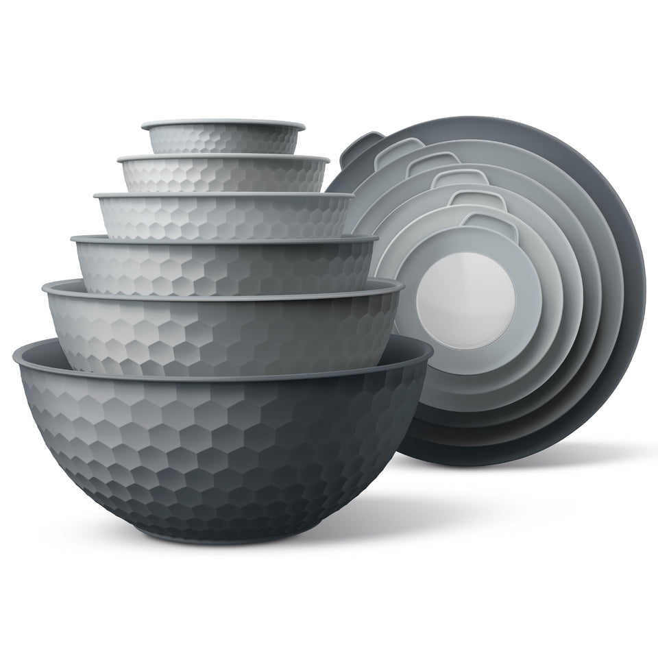 COOK WITH COLOR 12-piece nesting bowls set neatly assembled for space saving