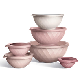 Cook with Color Mixing Bowls Pink Diamond six lids for secure transport of food