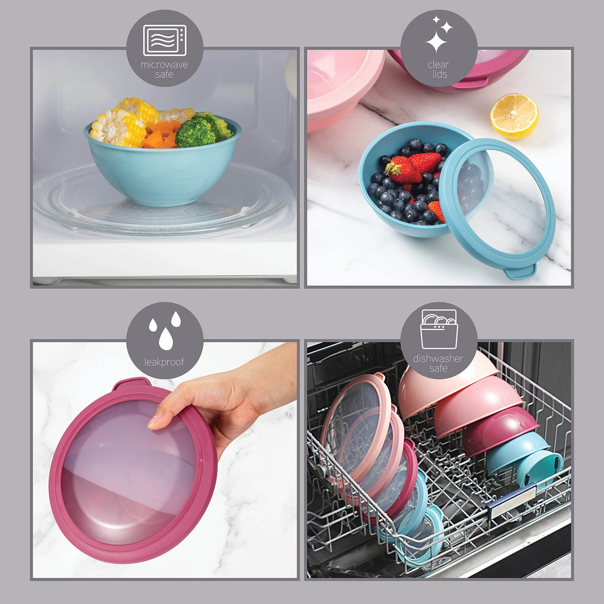 Fridge storage with COOK WITH COLOR bowls and lids
