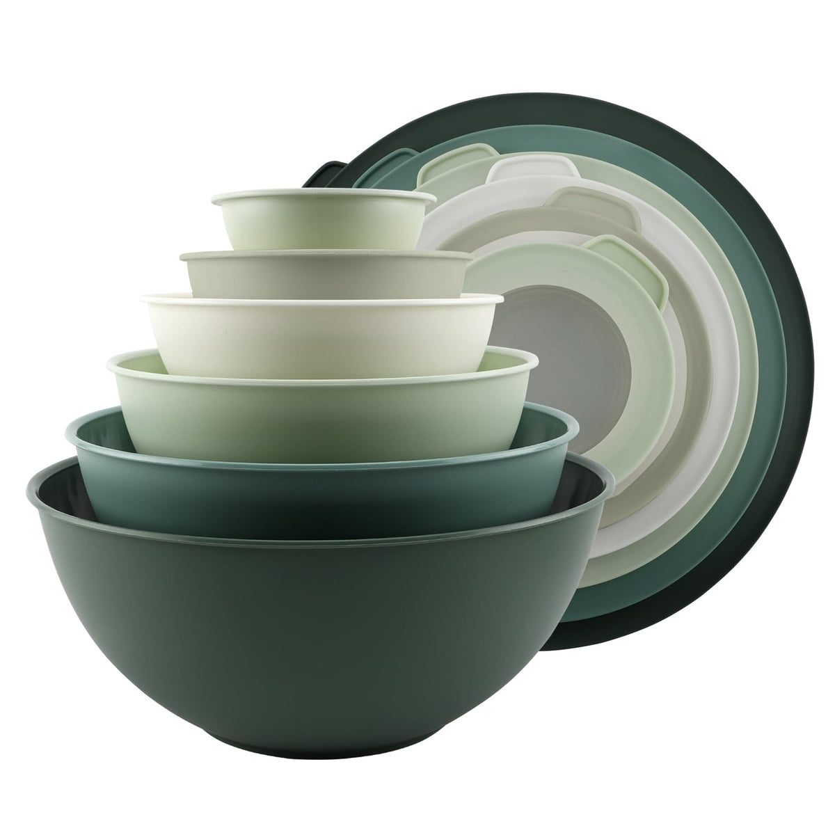 Cook With Color sage mixing bowls for organized meal prep.
