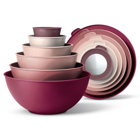 Cook with Color mixing bowls stacked for space-saving nesting