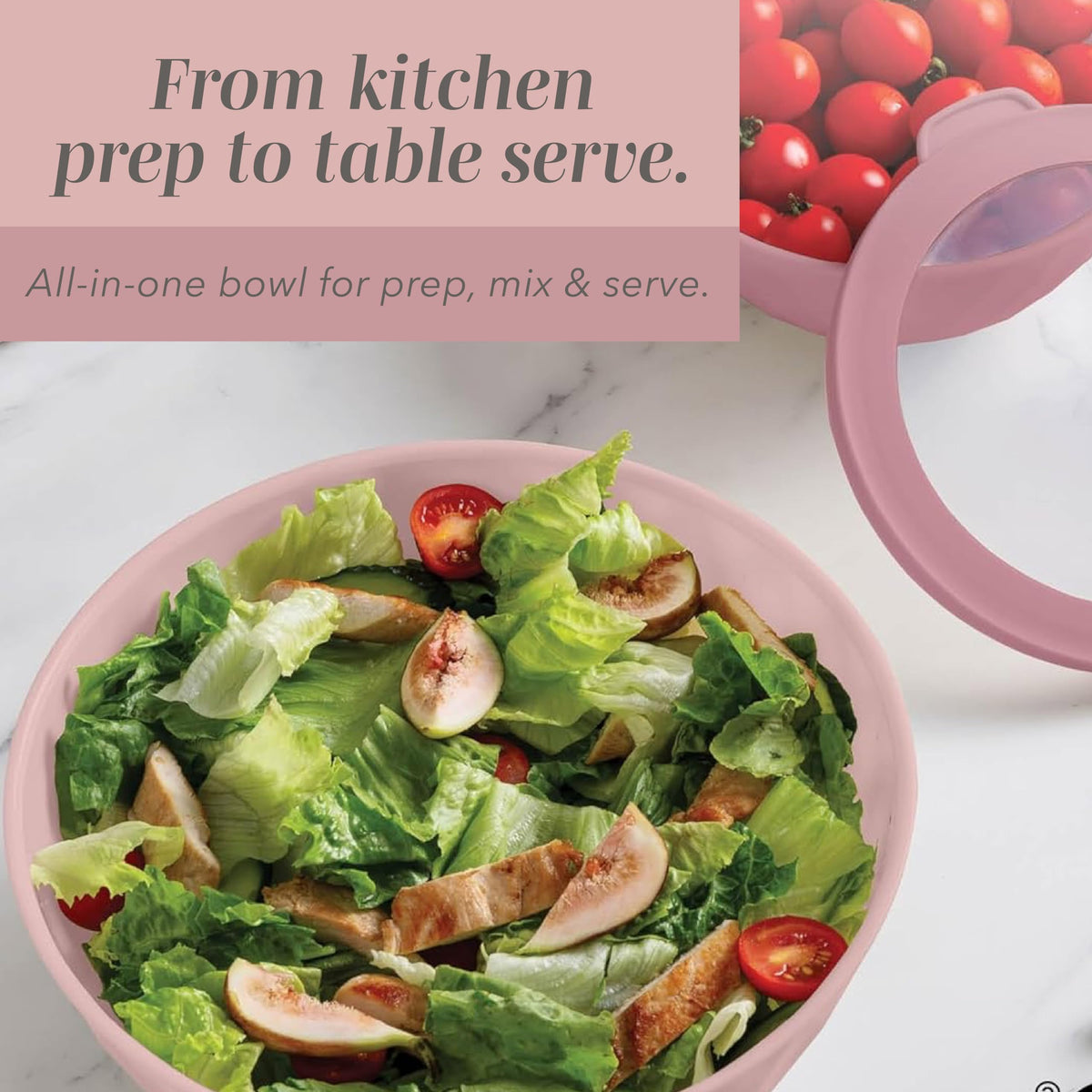 Cook with Color Mixing Bowls Pink Diamond storage and serving uses for fruit and salads
