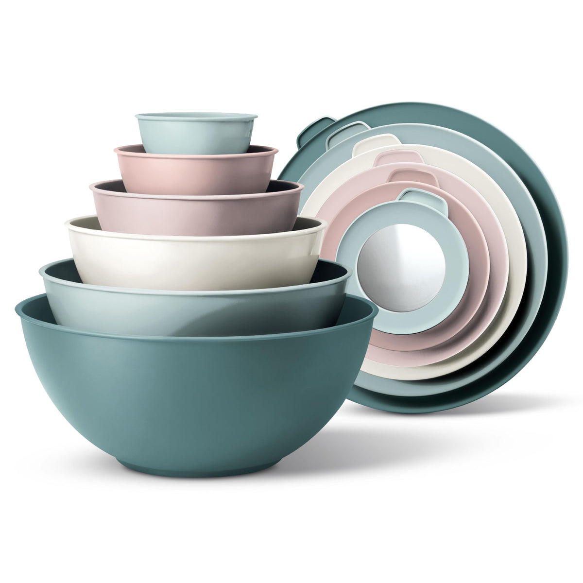 COOK WITH COLOR mixing bowls teal nesting set for space-saving prep.