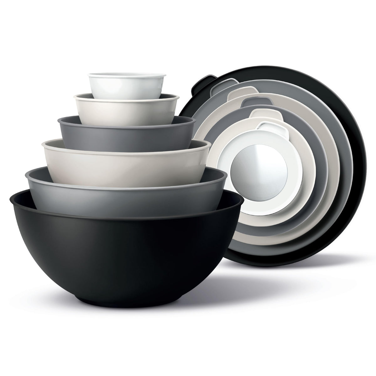 Cook with Color mixing bowls nest neatly for space saving storage.