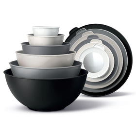 Cook with Color mixing bowls nest neatly for space saving storage.