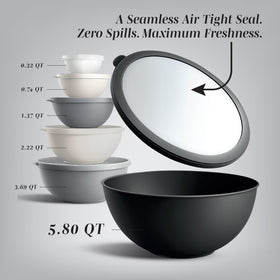 Cook with Color bowls with TPR lids show a tight seal for secure transport.