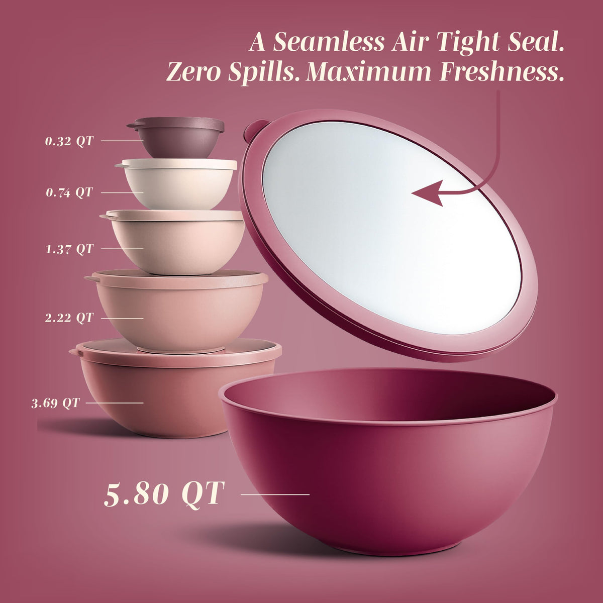 Cook with Color bowls with lids showing secure storage and spill prevention