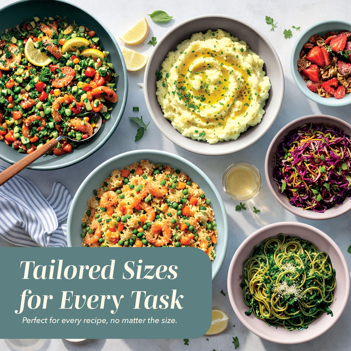 COOK WITH COLOR nesting bowls organized in a kitchen drawer.