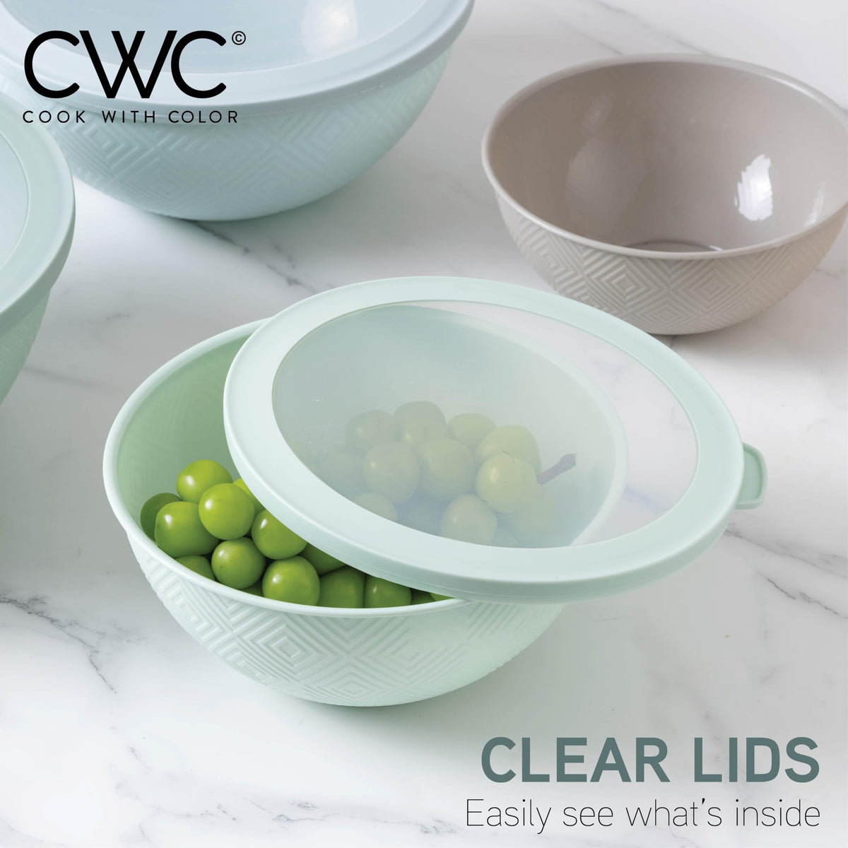 COOK WITH COLOR nesting bowls save space on the counter