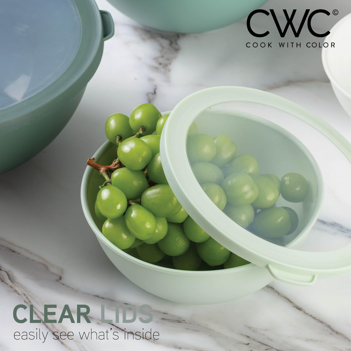 Cook With Color nesting design saves kitchen space.