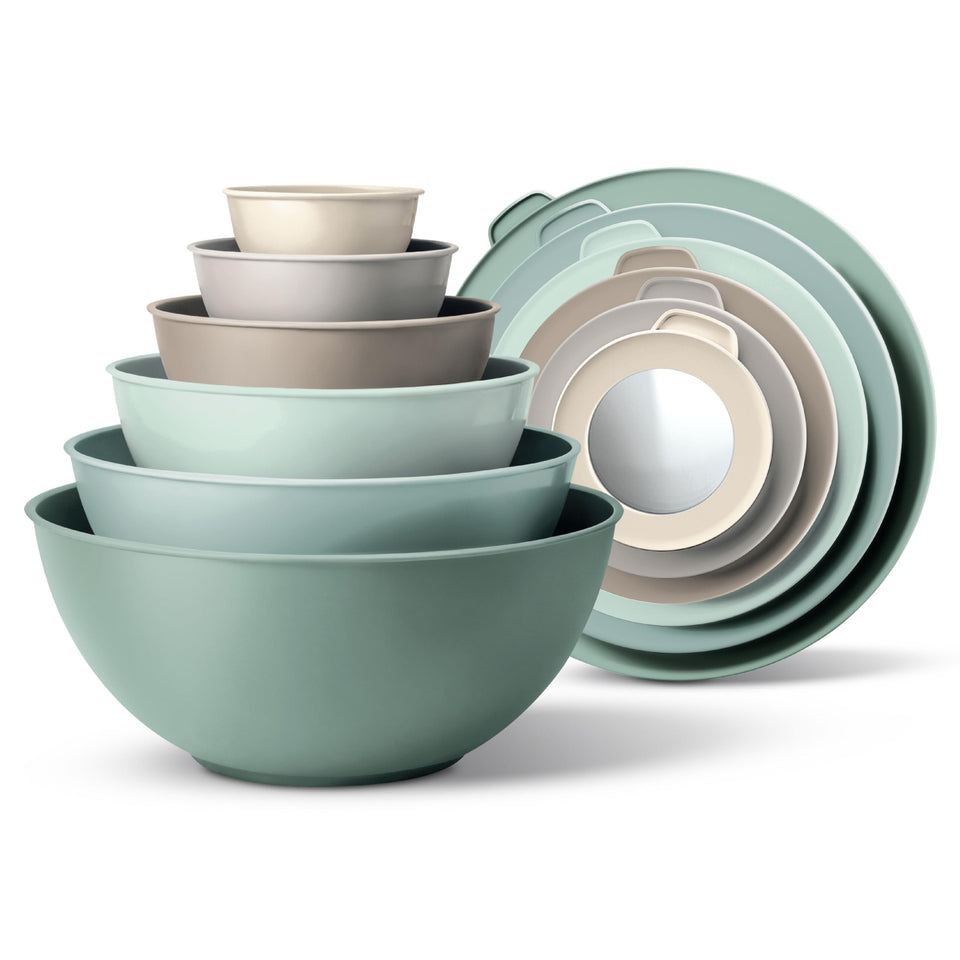 COOK WITH COLOR mint ombre nesting mixing bowls stacked for compact storage