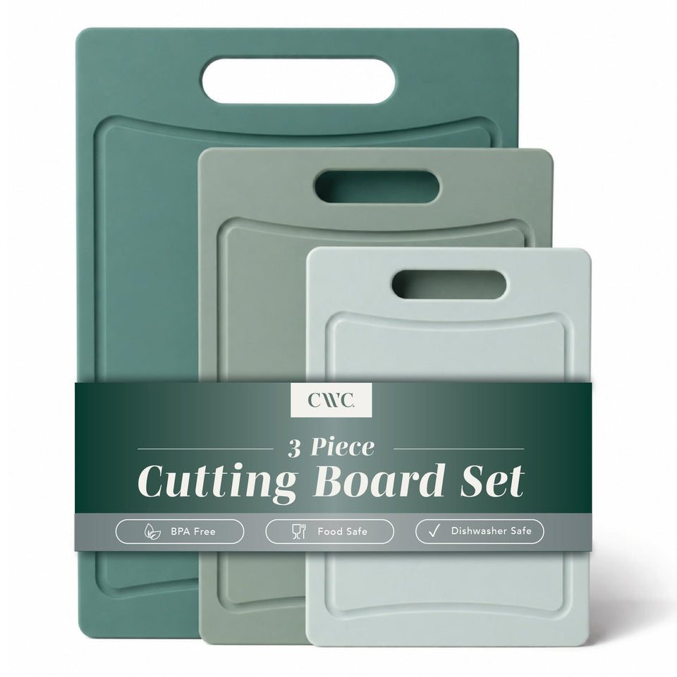 Cook With Color non-slip cutting board set mint front view for stable chopping.