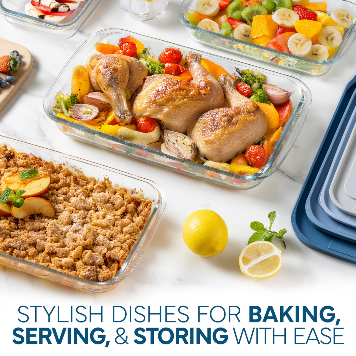 COOK WITH COLOR ombre lids visible for stylish monitoring and freshness.