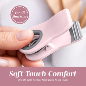 Cook With Color pink bag clips grip and seal snack bags.