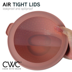 Cook With Color pink embossed design adds cheerful style.