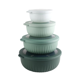 Cook with Color 13oz prep bowl with lid in sage for precise portions.