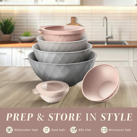 COOK WITH COLOR six prep bowls and lids ready for meal prep