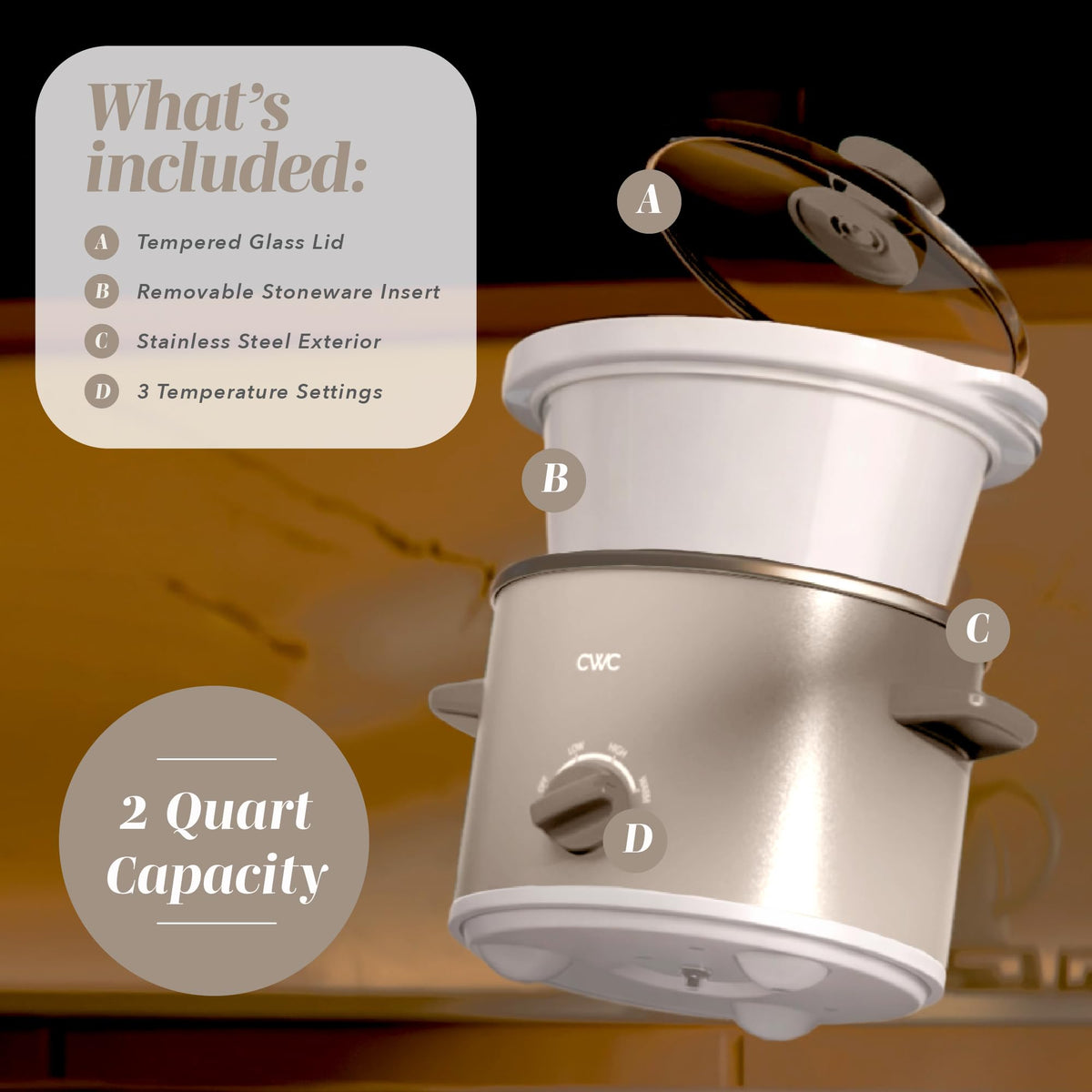 COOK WITH COLOR removable-stoneware-pot emphasizes easy cleanup with dishwasher-safe components.
