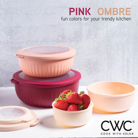 Cook with Color rose 13oz bowl with lid, ideal for small prep tasks.