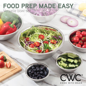 Six-piece set covers prep, mixing, and serving needs in one compact system.