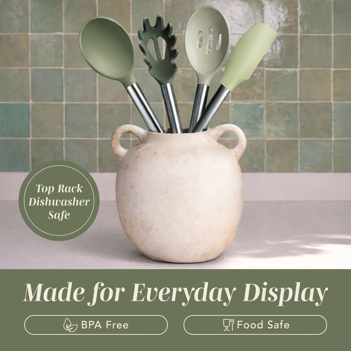 Cook with Color slotted spoon for draining sauces without scratching.