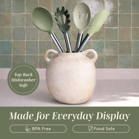 Cook with Color slotted spoon for draining sauces without scratching.
