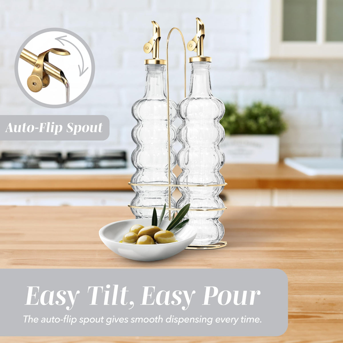 Cook With Color wire rack keeps oil dispensers organized and easy to reach