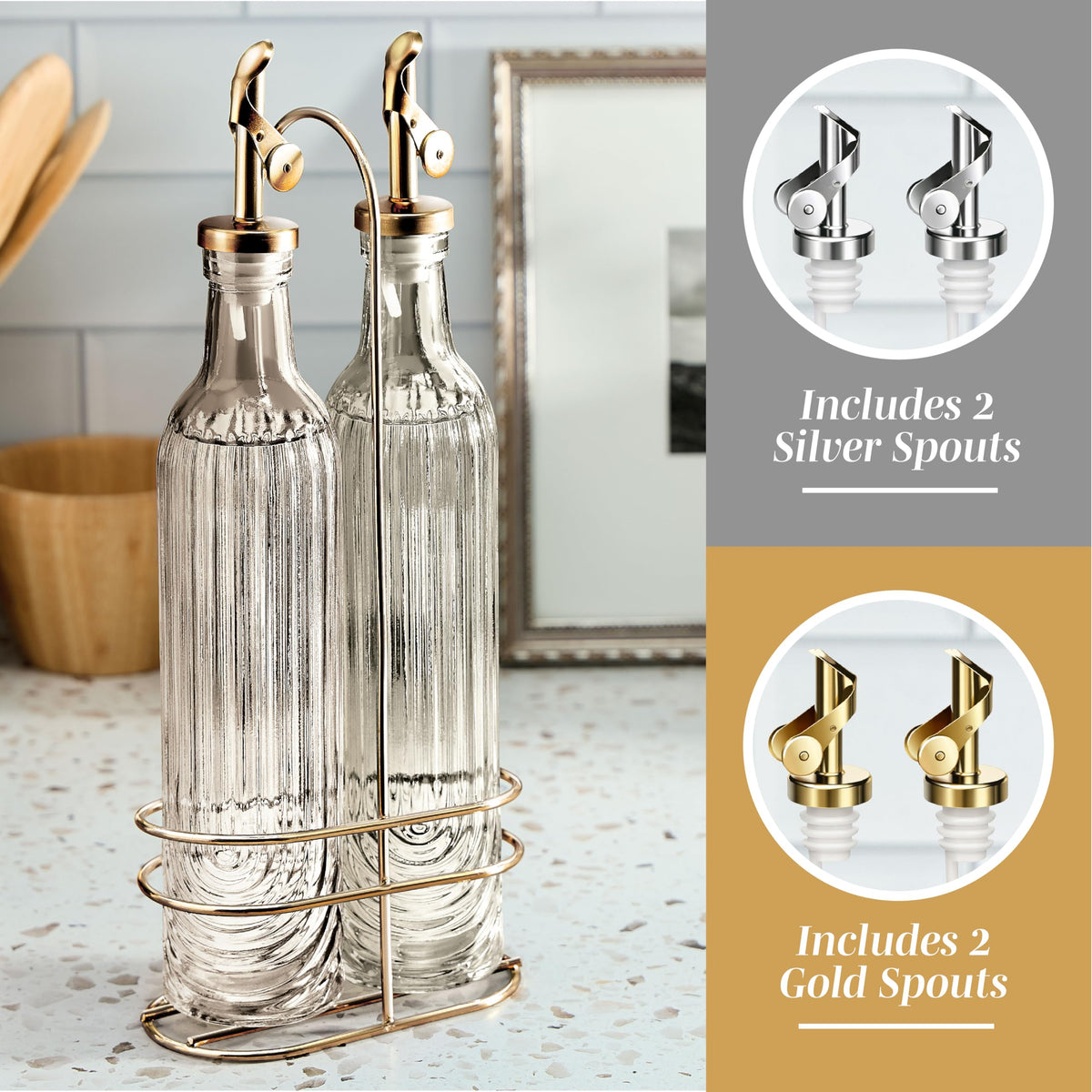 Textured glass grip helps you hold bottles securely while cooking with COOK WITH COLOR.