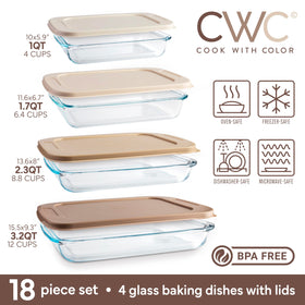 COOK WITH COLOR tight-fitting lids illustrating freshness and spill protection