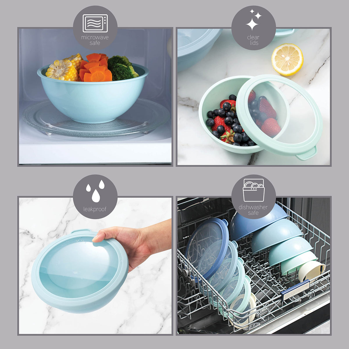 Cook With Color TPR lids provide a tight seal for fridge or freezer storage.