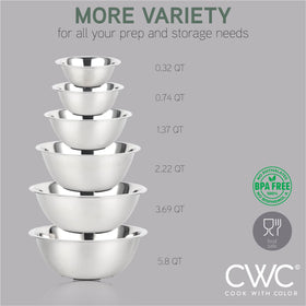 Wide rims facilitate easy pouring and ingredient transfer.