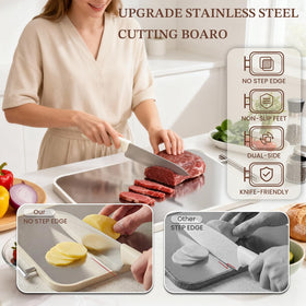 Cookeers dual-sided cutting board PP side for fruits and vegetables prep.