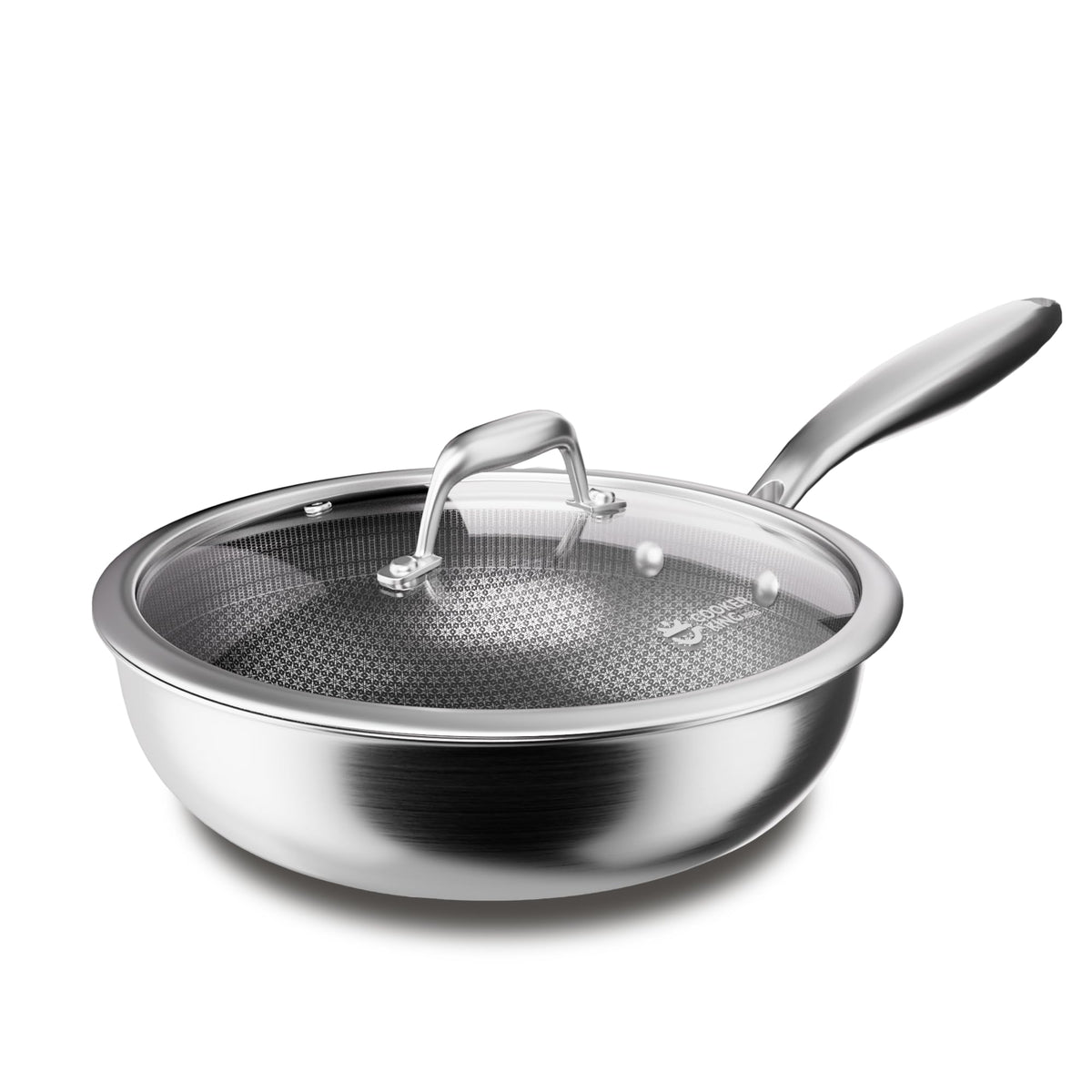 Cooker King 12-inch wok with lid for even cooking and monitoring