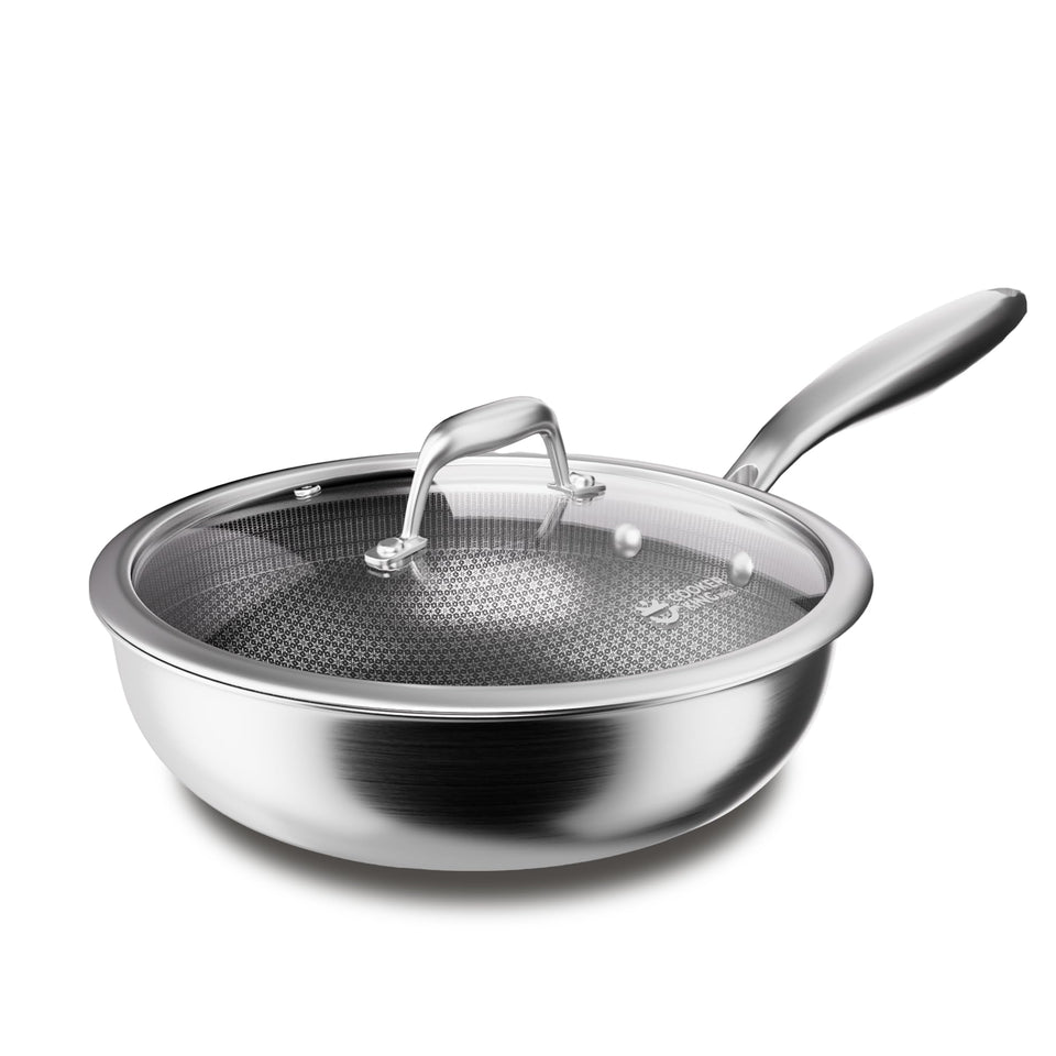 Cooker King 12-inch wok with lid for even cooking and monitoring