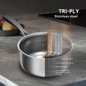 COOKER KING ceramic nonstick coating reduces sticking for effortless cooking and cleanup.