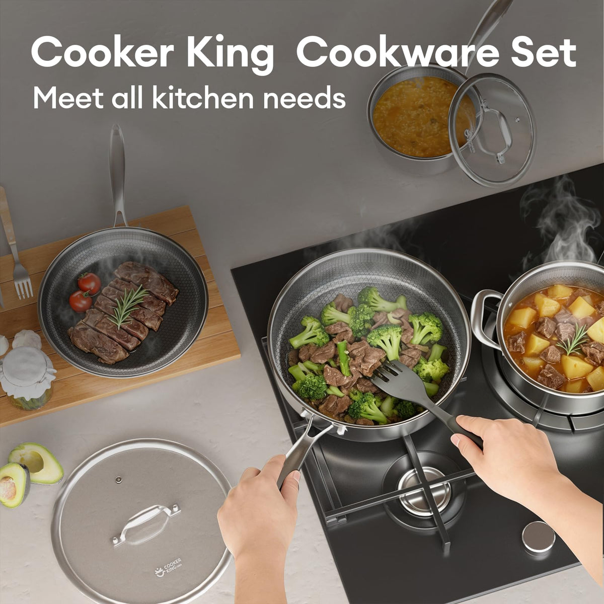 COOKER KING dishwasher-safe pans simplify cleanup after cooking.