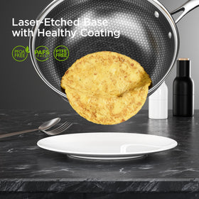 COOKER KING wok with glass lid for easy monitoring