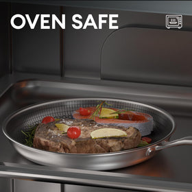 Cooker King induction-compatible and oven-safe up to 900 degrees Fahrenheit for flexible cooking