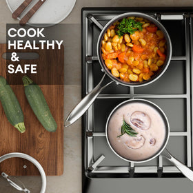 COOKER KING 2 qt saucepan with lid, versatile for sauces and quick simmering.