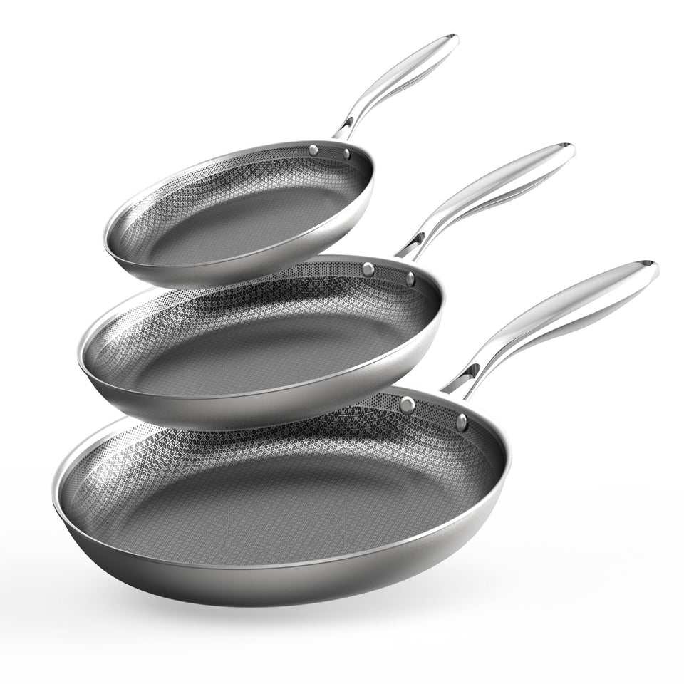 Cooker King stainless steel pans set overview with three sizes for versatile cooking