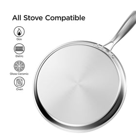 Cooker King stay-cool handle provides comfortable control while cooking.