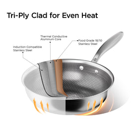 Cooker King tri-ply clad core delivers consistent heat across the pan