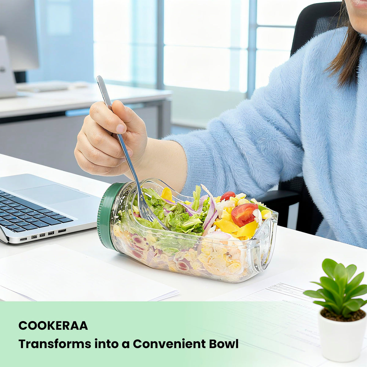COOKERAA compact lunch container fits into bags and hands easily