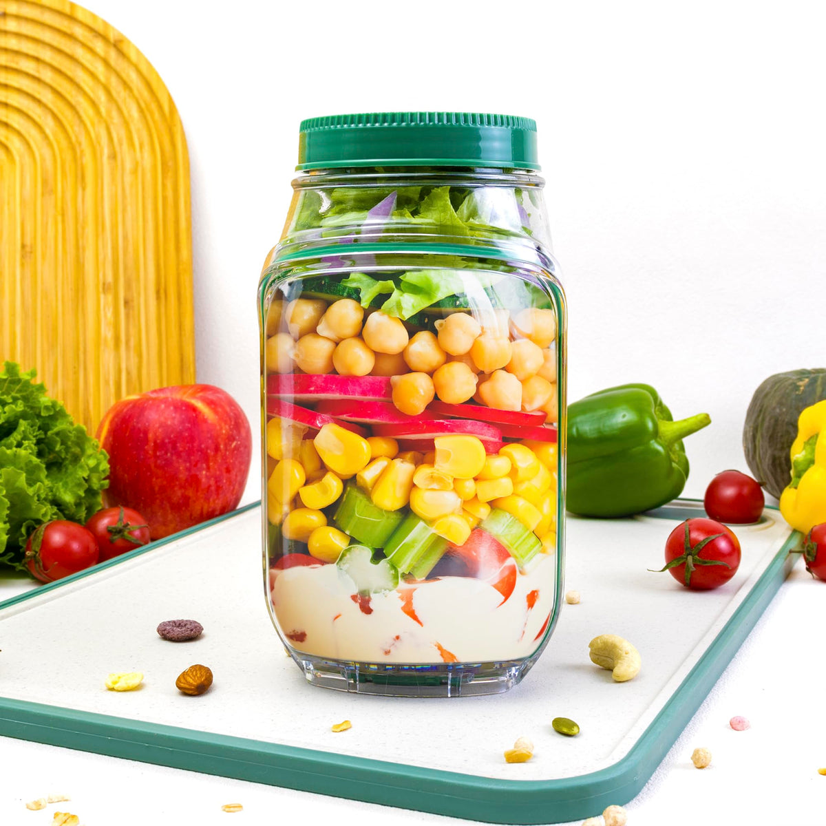 COOKERAA side opening lid converts to a bowl for tossing salads
