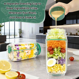 COOKERAA Upgraded Salad To Go Jar microwave-safe for easy reheating