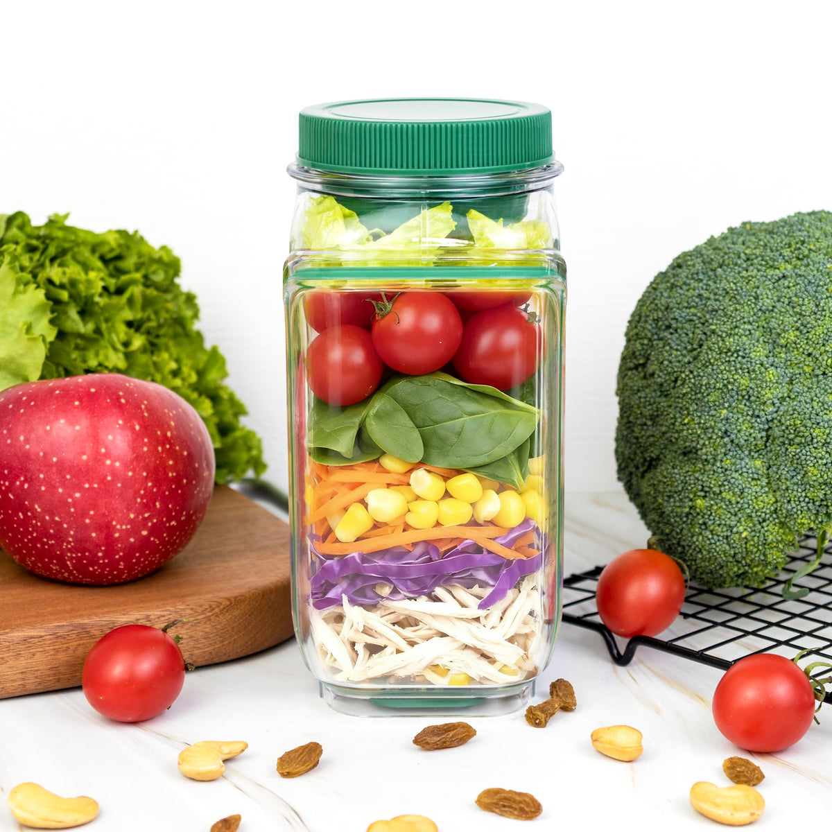 COOKERAA Upgraded Salad To Go Jar side opening for quick access