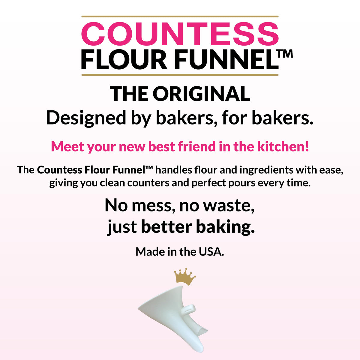 The Cookie Countess mixer runs with funnel attached for seamless mixing.