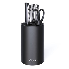 Cookit universal round knife block top view shows organized blades for quick access.