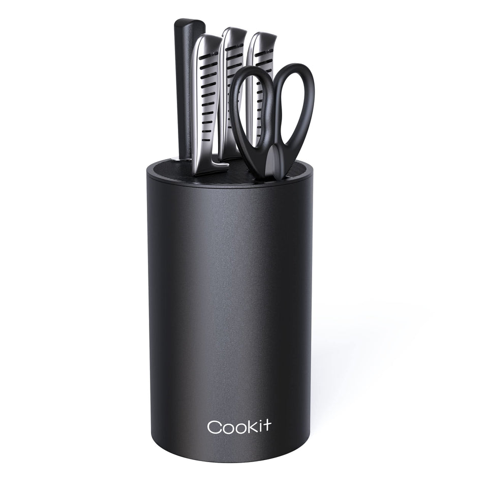 Cookit universal round knife block top view shows organized blades for quick access.