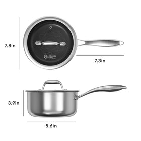 CookKing saucepan handle close-up demonstrates a stay-cool grip during cooking.